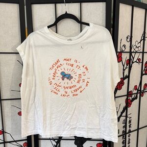 Uniqlo White T-Shirt with Orange Graphic NWT Keith Haring